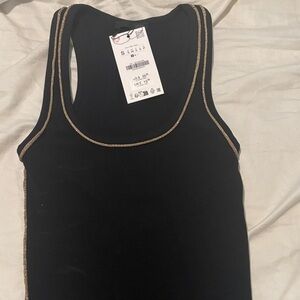 Zara Black Tank Top with Gold Accents